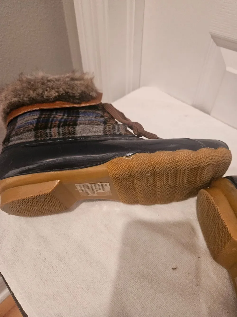 JustFab Brown and Black Faux-Fur Duck Boots